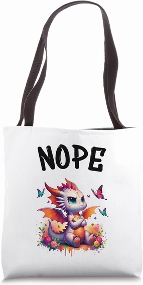 Dragon Funny Saying Nope For Pet and Animal Lovers Tote Bag