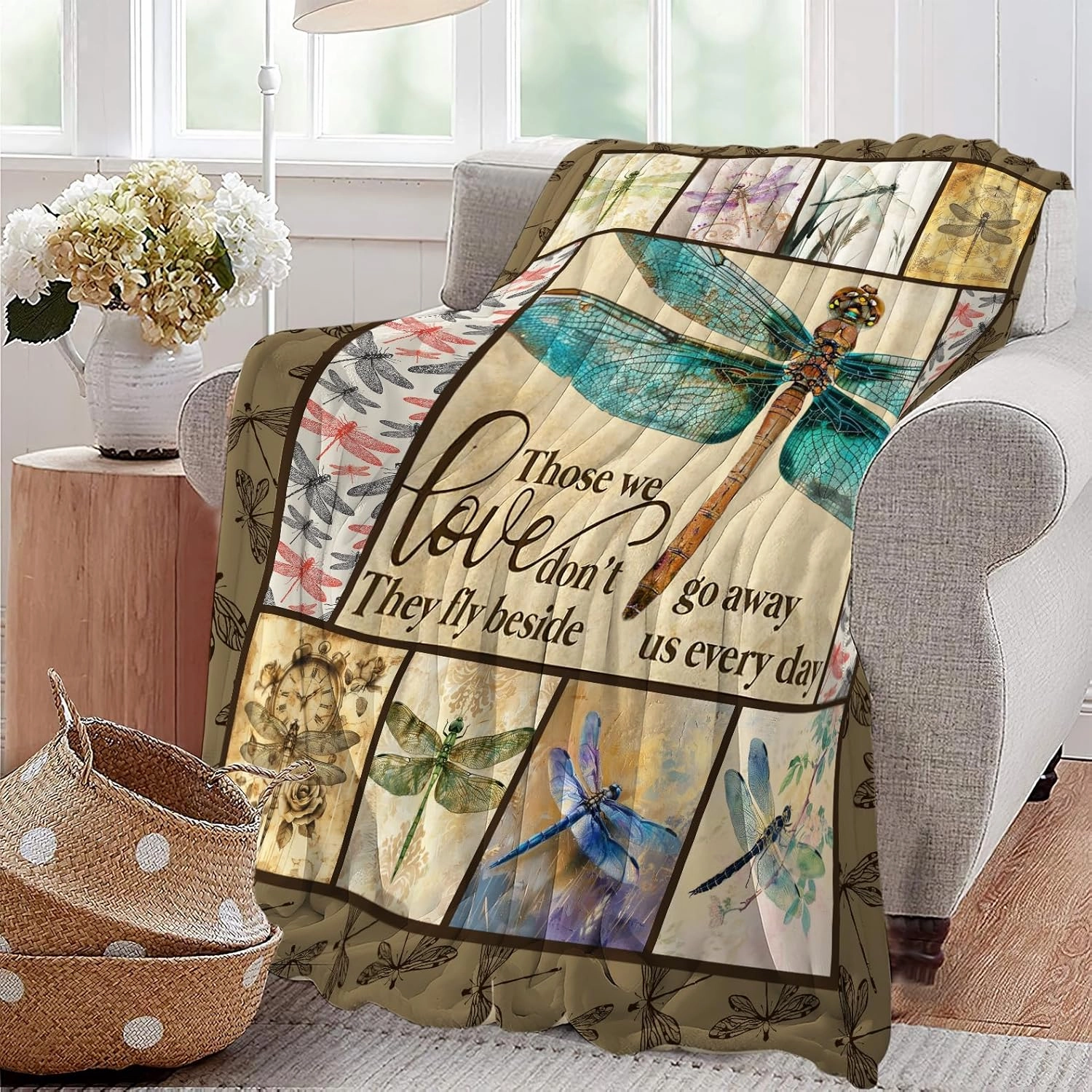 Dragonfly Print Blanket Dragonflies Memorial Throw Blankets Gifts for Couch Sofa Bed Stuff Decor Lightweight Soft Cozy Fleece Plush Warm Flannel Bedding for Lover Men Women Teen Adults 40"x50"