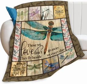 Dragonfly Print Blanket Dragonflies Memorial Throw Blankets Gifts for Couch Sofa Bed Stuff Decor Lightweight Soft Cozy Fleece Plush Warm Flannel Bedding for Lover Men Women Teen Adults 40"x50"