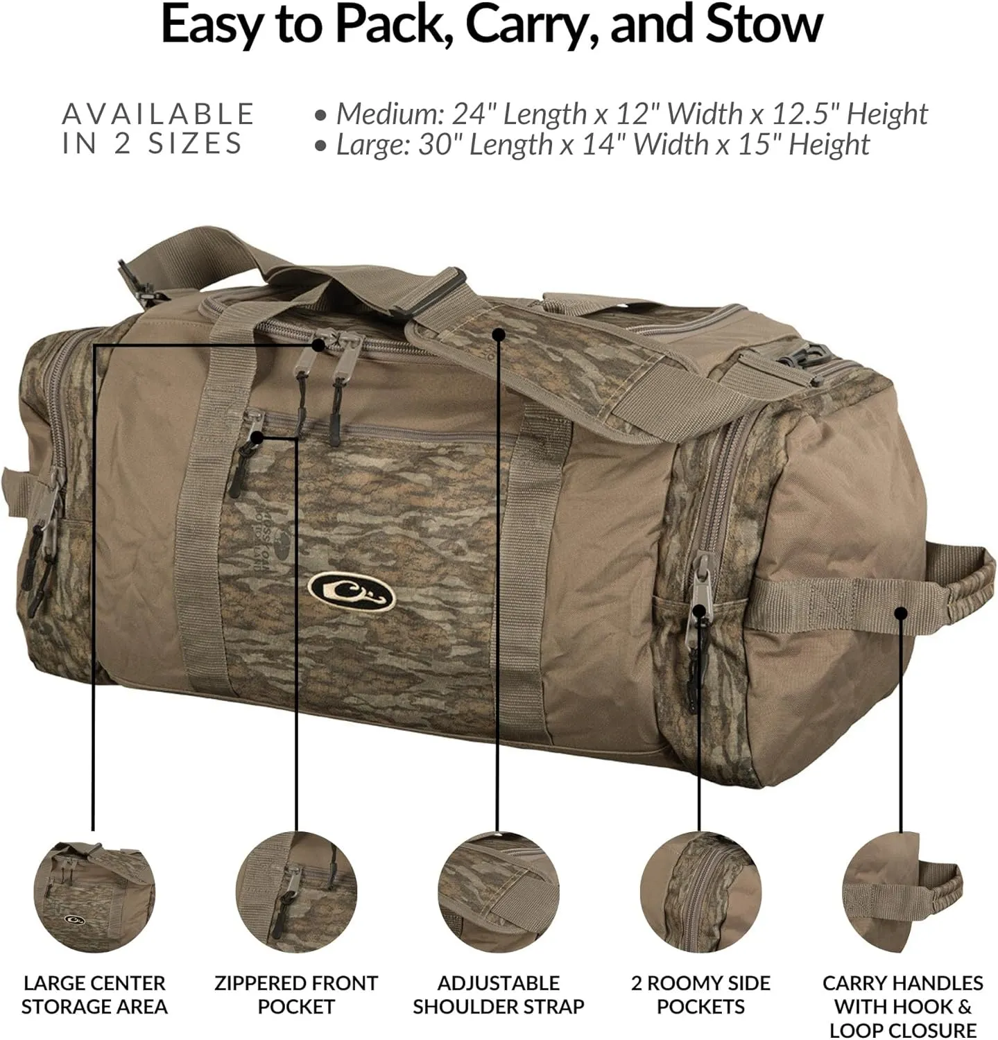 Drake Waterfowl Men's Hunting Duffle Bag - Heavy-Duty with Adjustable Shoulder Strap and Ample Storage
