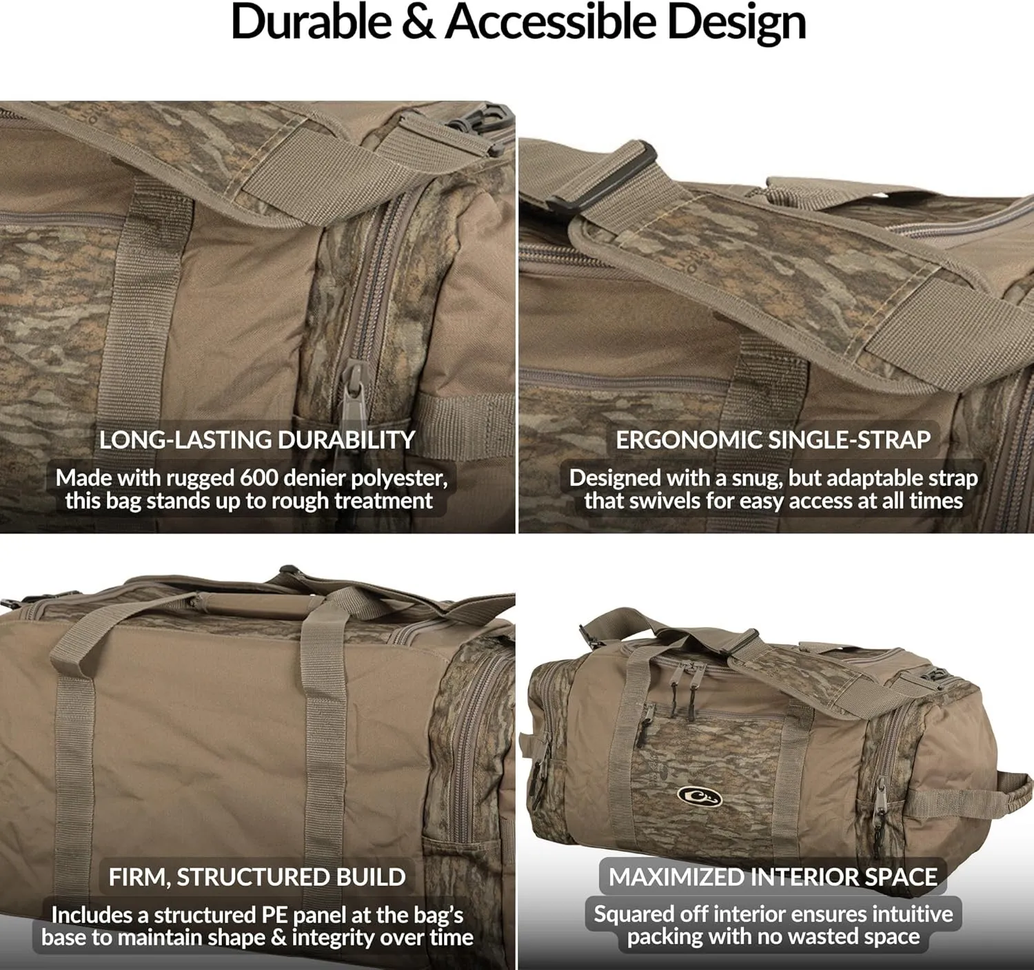 Drake Waterfowl Men's Hunting Duffle Bag - Heavy-Duty with Adjustable Shoulder Strap and Ample Storage