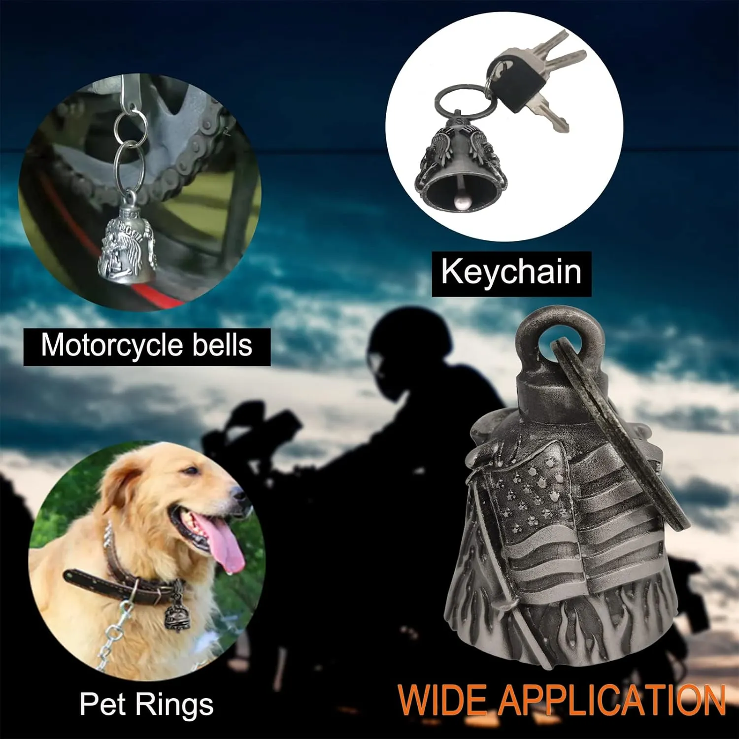 Dream Apparel motorcycle ride bell for bikers,heavy spirit bells accessory and key chain for luck