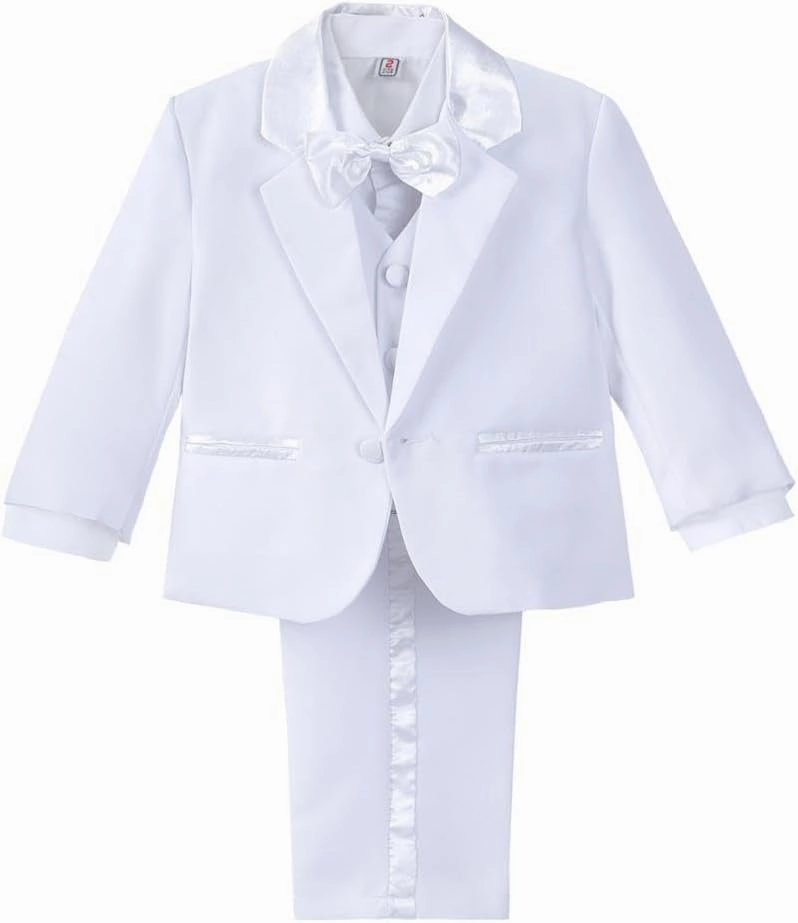 Dressy Daisy Baby Toddler Boy 5 Pcs Set Formal Tuxedo Suits No Tail Wedding Christening Baptism Outfits