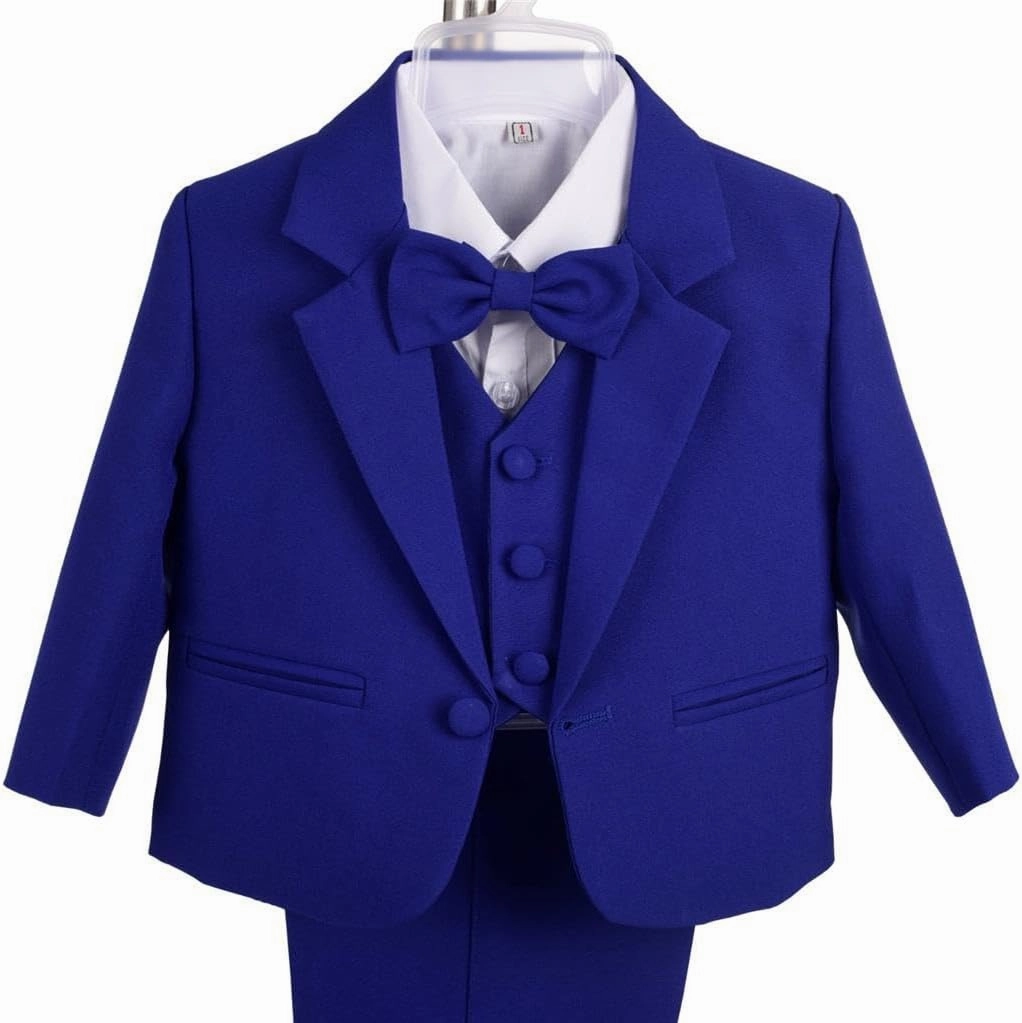 Dressy Daisy Baby Toddler Boy 5 Pcs Set Formal Tuxedo Suits No Tail Wedding Christening Baptism Outfits