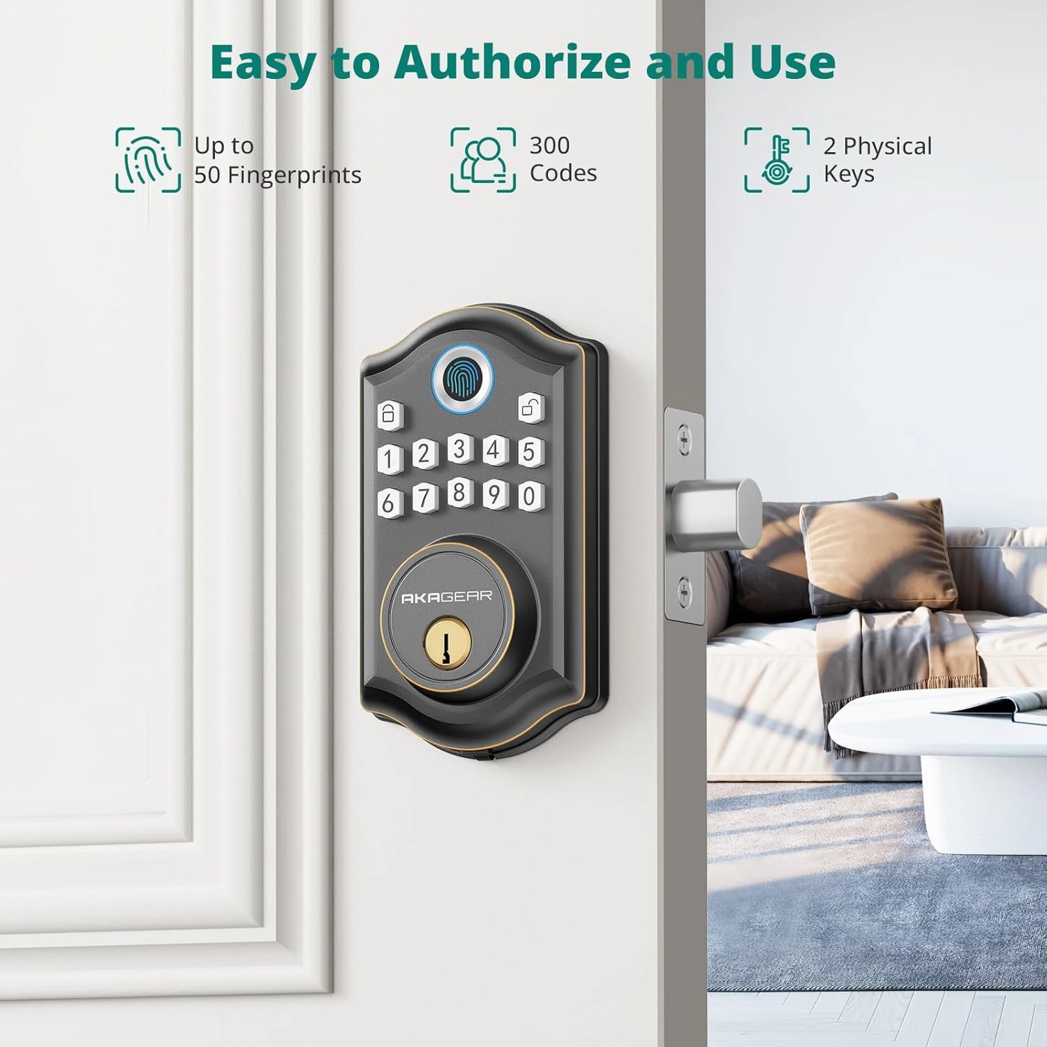 DS10 Pro Keyless Entry Door Lock, Fingerprint Door Lock, Electronic Keypad Lock, Smart Deadbolt, Smart Lock for Front Door, Auto-Lock & One Touch Locking with Bluetooth - Oil Rubbed Bronze