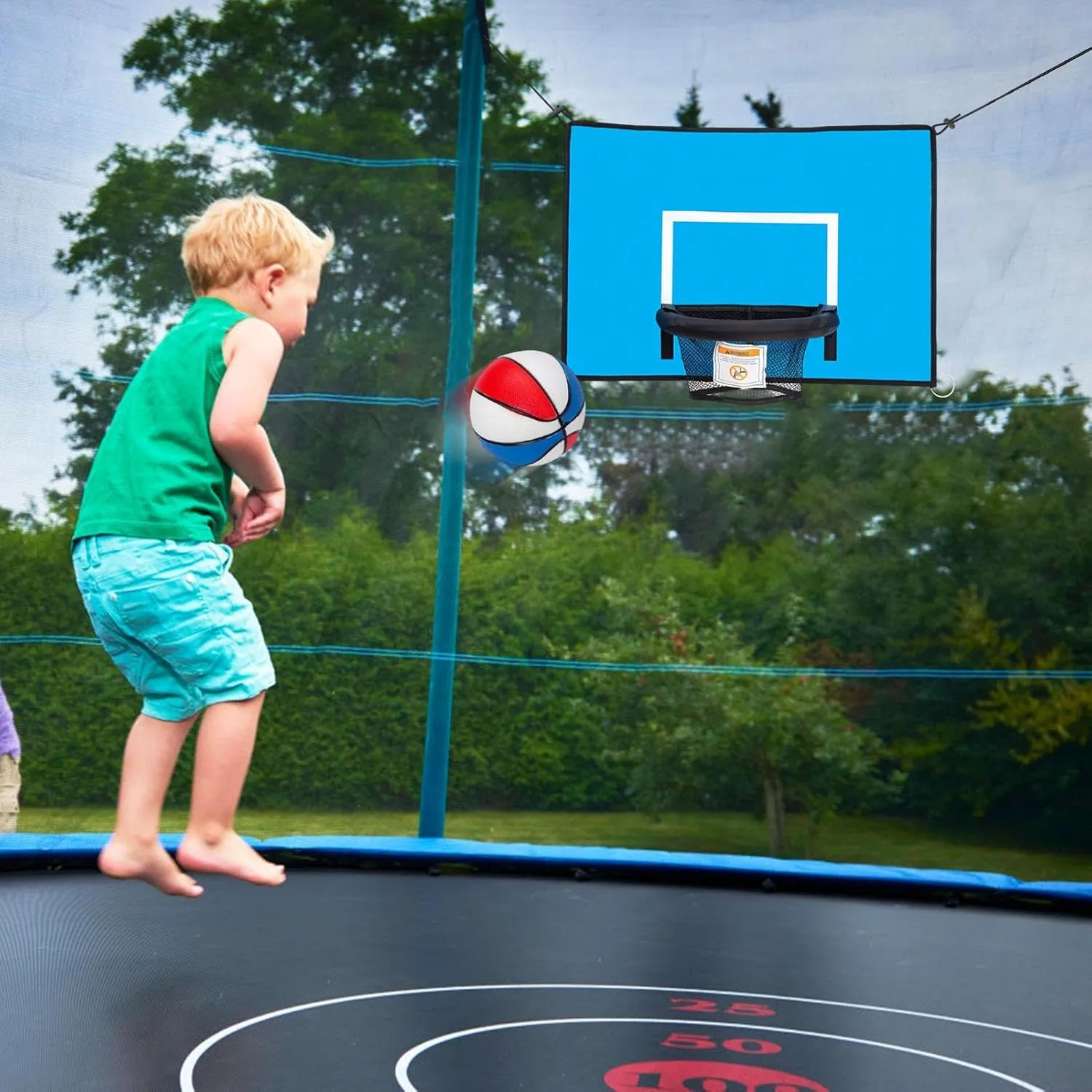 Dunking Trampoline Basketball Attachment | Trampoline Basketball Hoop - Trampoline Attachment Dunking Hoop with Basketballs | Fitness System Pump Included Easy Install for Park, Playground