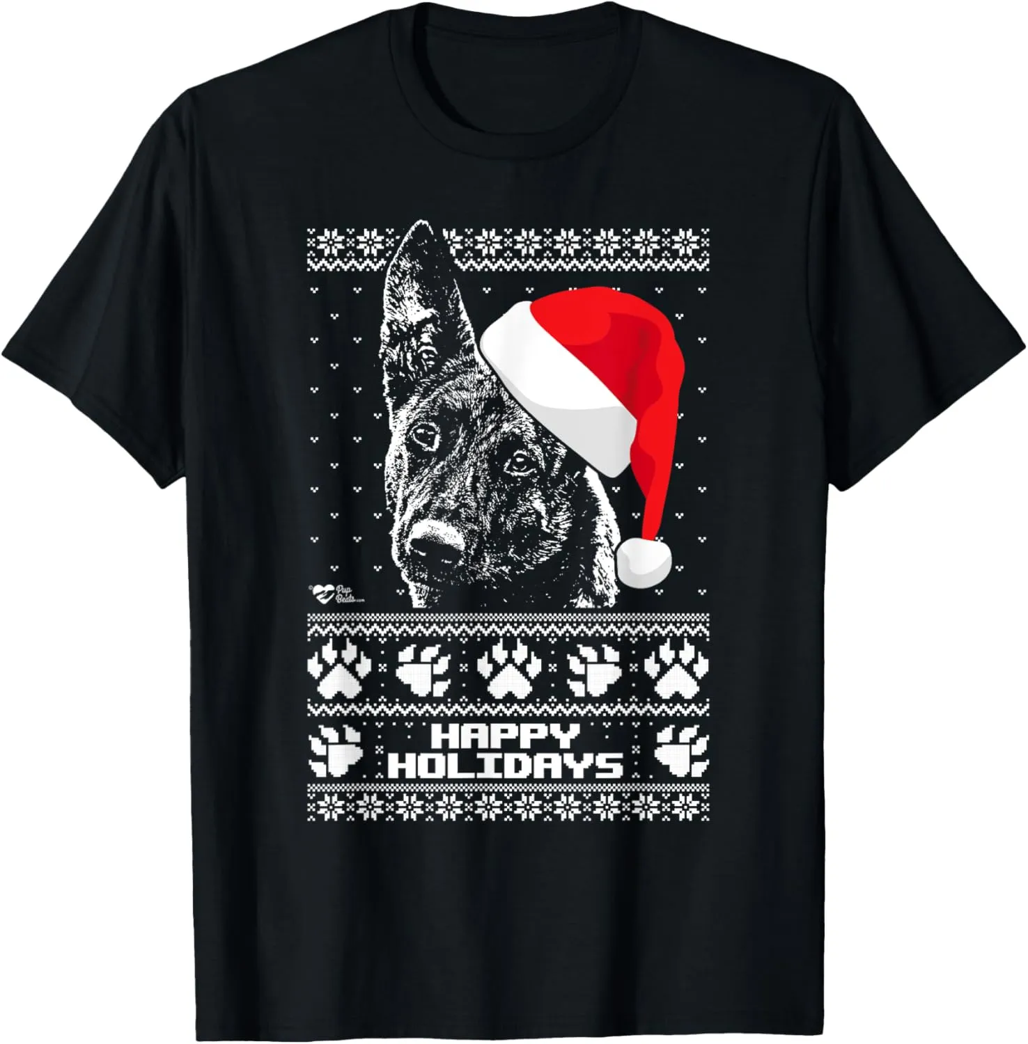 Dutch Shepherd Cute Happy Holidays Christmas T-Shirt