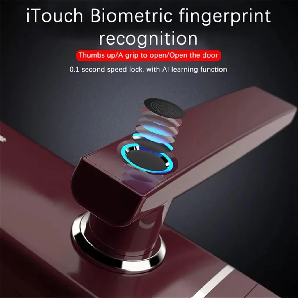 DUYHBAWRS-007 Biometric Electronic Fingerprint Door Lock Kyeless Smart Digital Safe Fingerprint, Code, Key Touch Screen Digital Password Lock(White-Fruit peach5,Right Inside)