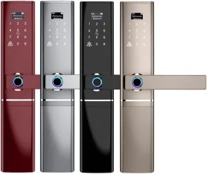 DUYHBAWRS-007 Biometric Electronic Fingerprint Door Lock Kyeless Smart Digital Safe Fingerprint, Code, Key Touch Screen Digital Password Lock(White-Fruit peach5,Right Inside)