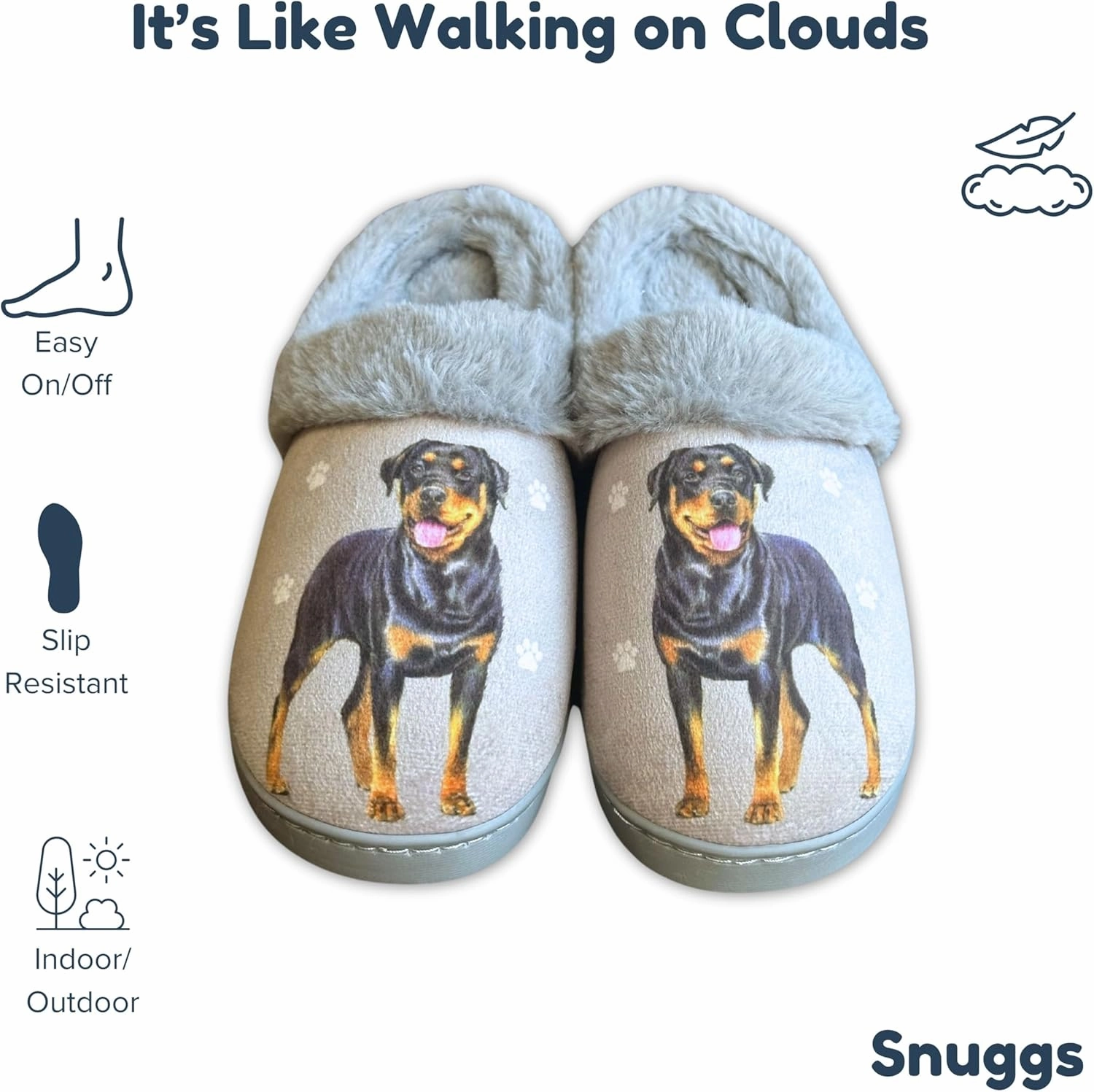 E&S Pets Snugg Slippers for Pet Lovers - Memory Foam House Slippers for Women - Plush Faux Fur Lining - Non-Slip Sole - 32 Dog and Cat Breeds