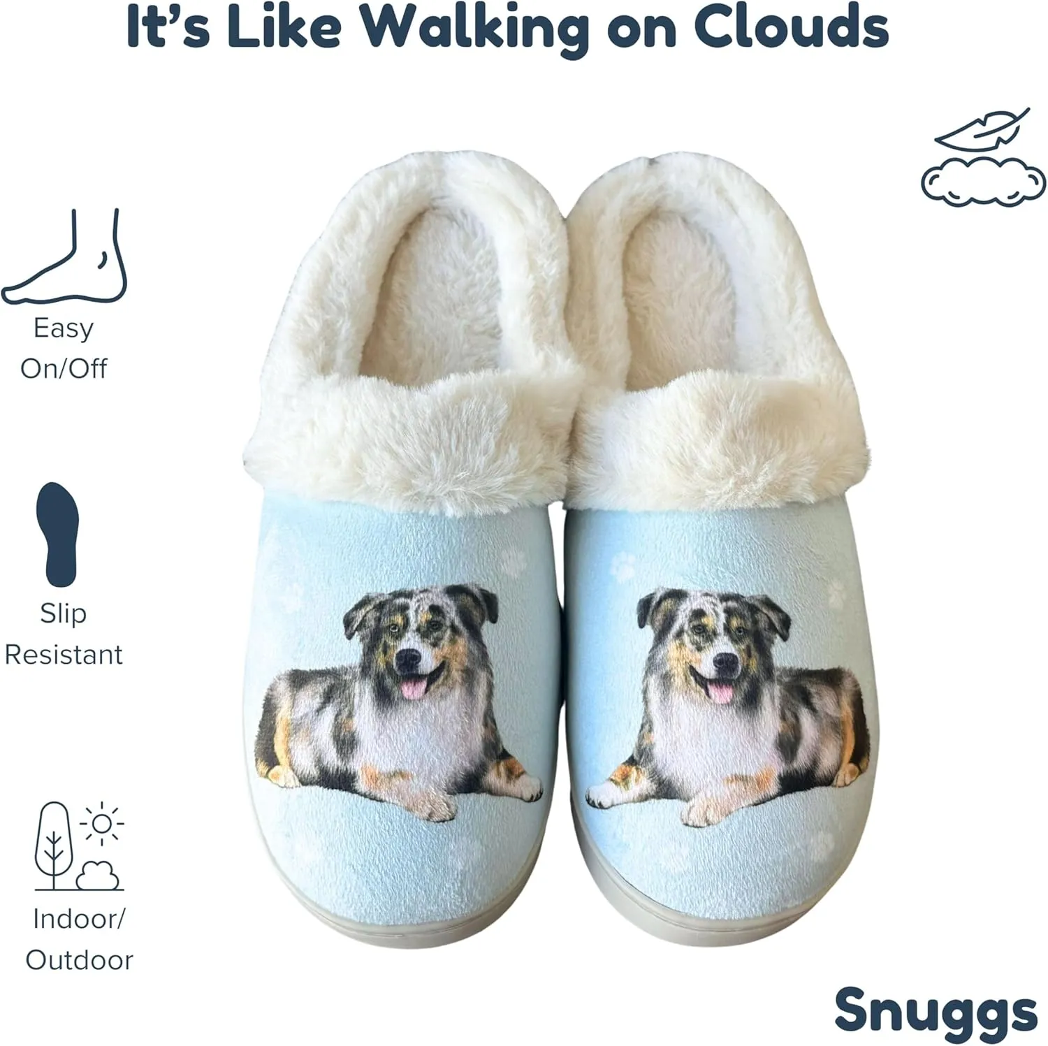 E&S Pets Snugg Slippers for Pet Lovers - Memory Foam House Slippers for Women - Plush Faux Fur Lining - Non-Slip Sole - 32 Dog and Cat Breeds