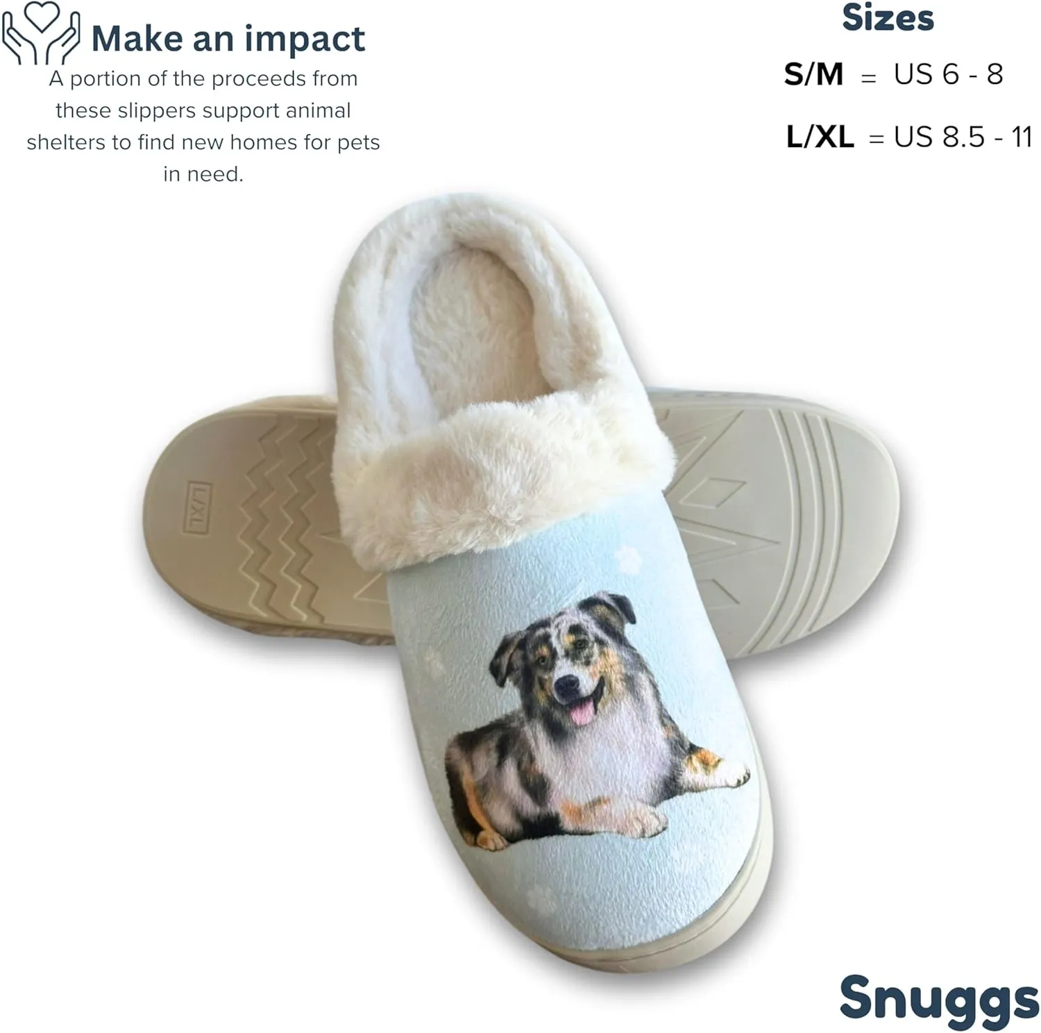 E&S Pets Snugg Slippers for Pet Lovers - Memory Foam House Slippers for Women - Plush Faux Fur Lining - Non-Slip Sole - 32 Dog and Cat Breeds