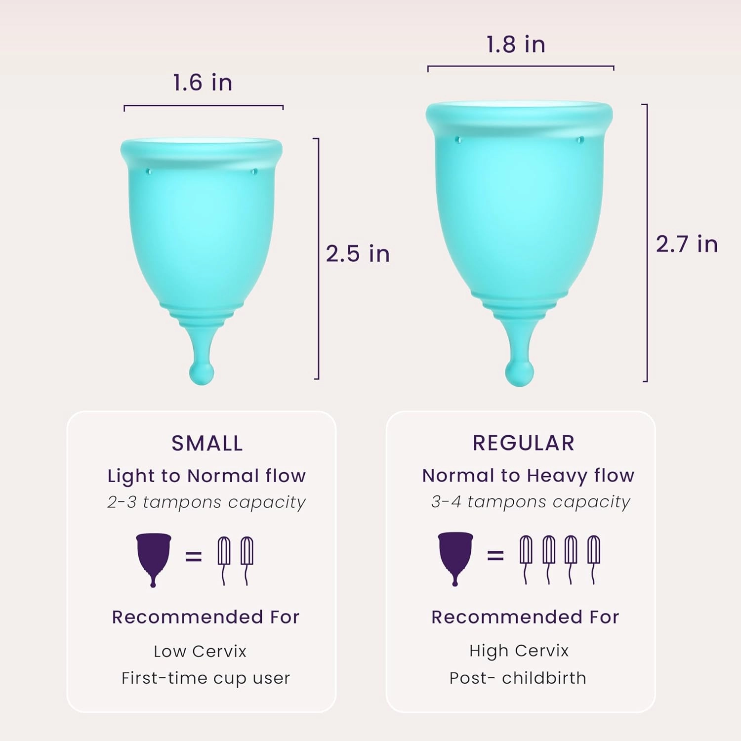 EcoBlossom Reusable Menstrual Cup Set - The Most Reliable Medical Grade Silicone Period Cups - Comfortably use for 12 Hours (Small & Large)