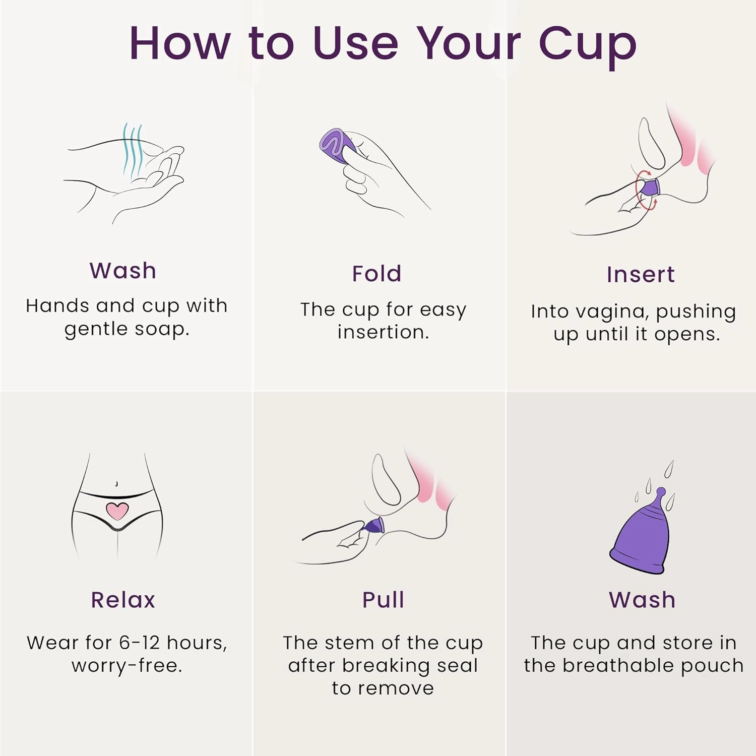 EcoBlossom Reusable Menstrual Cup Set - The Most Reliable Medical Grade Silicone Period Cups - Comfortably use for 12 Hours (Small & Large)