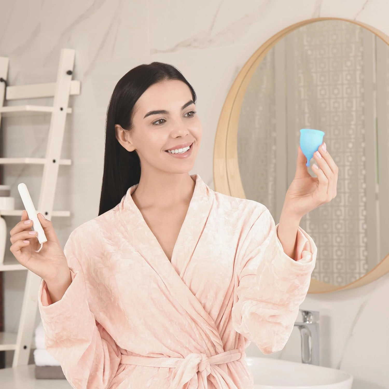 EcoBlossom Reusable Menstrual Cup Set - The Most Reliable Medical Grade Silicone Period Cups - Comfortably use for 12 Hours (Small & Large)
