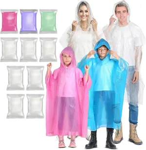 EcoNour Clear Rain Ponchos Family Pack | Emergency Clear Ponchos with Hood for Kids & Adults | Perfect for Disney World