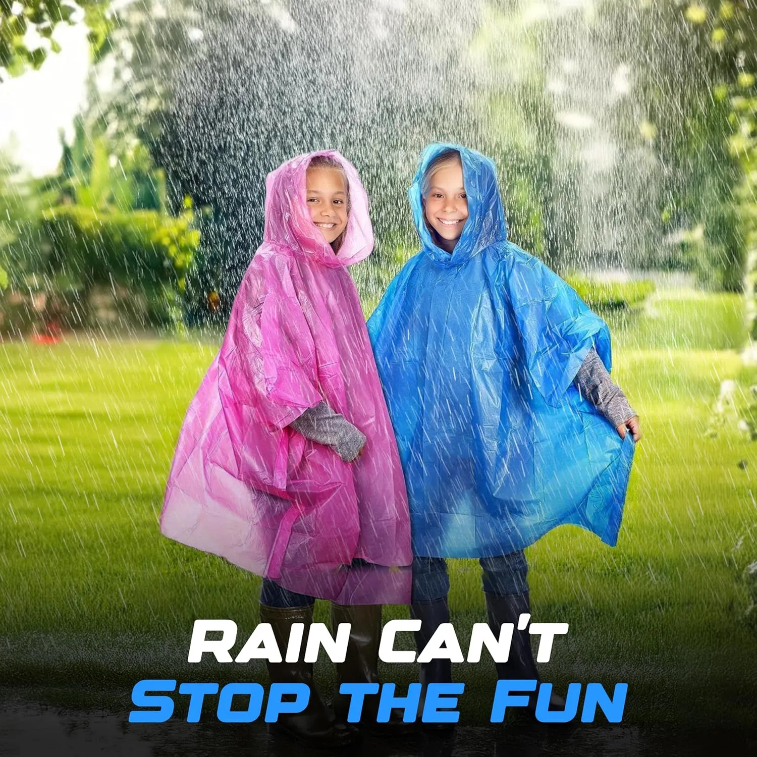 EcoNour Clear Rain Ponchos Family Pack | Emergency Clear Ponchos with Hood for Kids & Adults | Perfect for Disney World