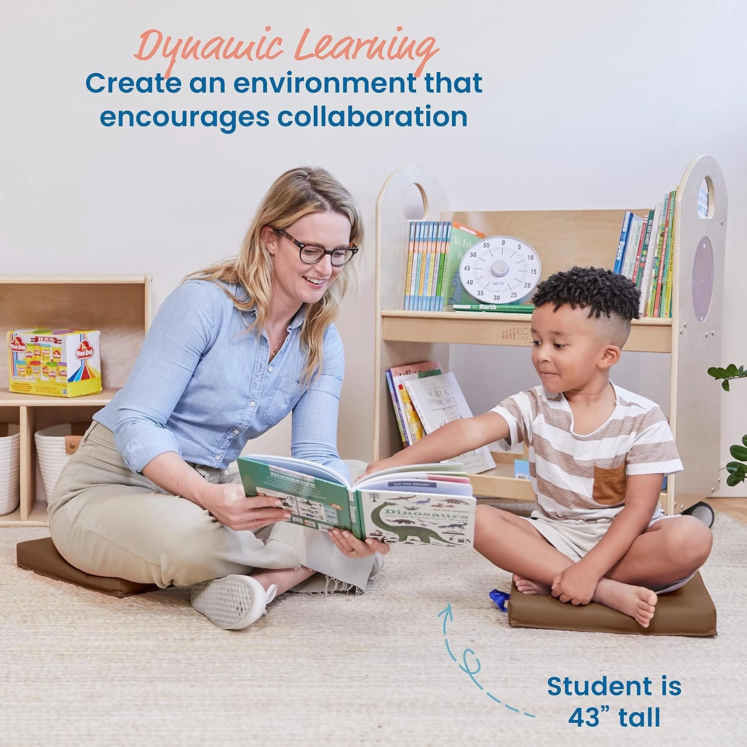 ECR4Kids SoftZone Floor Cushions, Square, Flexible Seating, Chocolate, 6-Piece