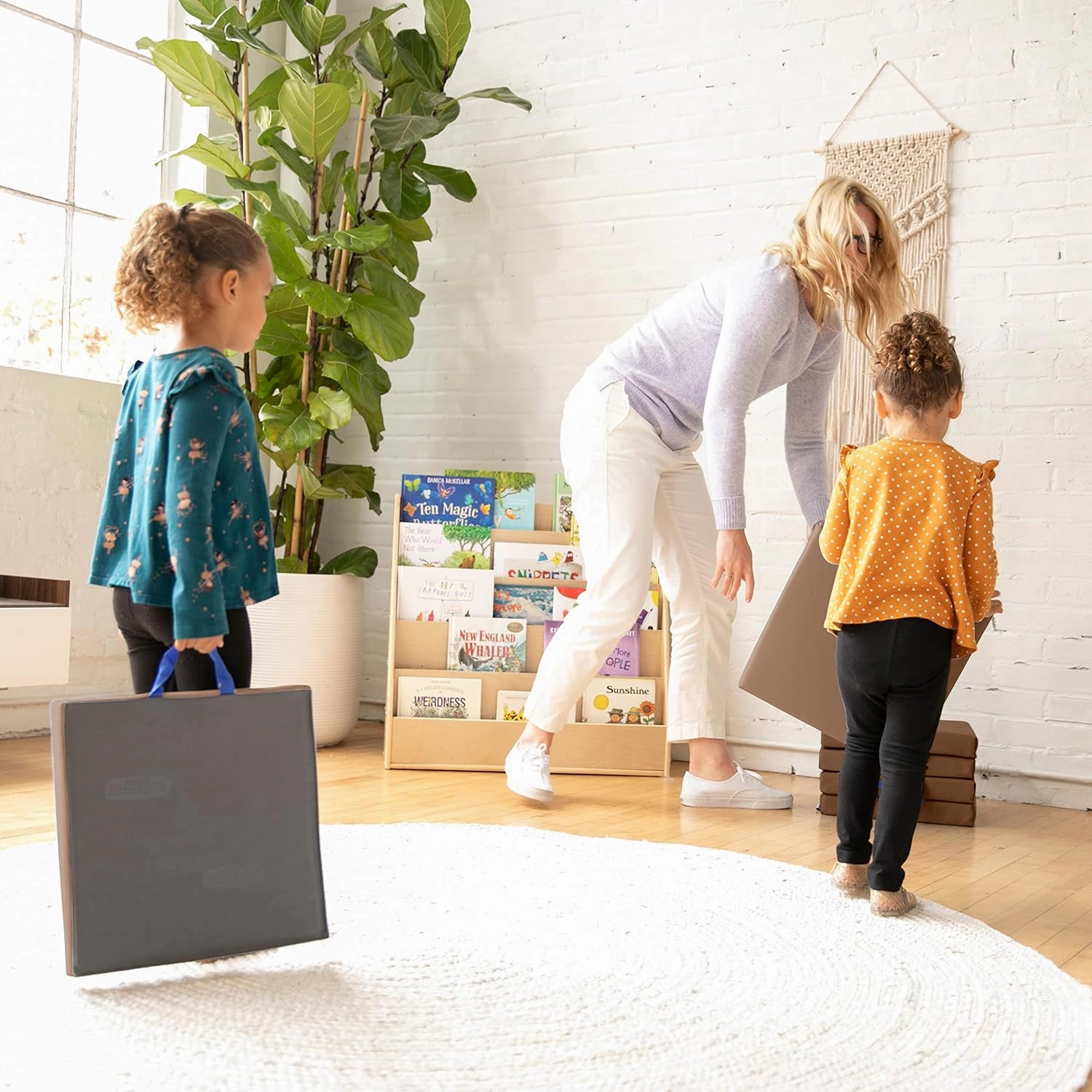 ECR4Kids SoftZone Floor Cushions, Square, Flexible Seating, Chocolate, 6-Piece