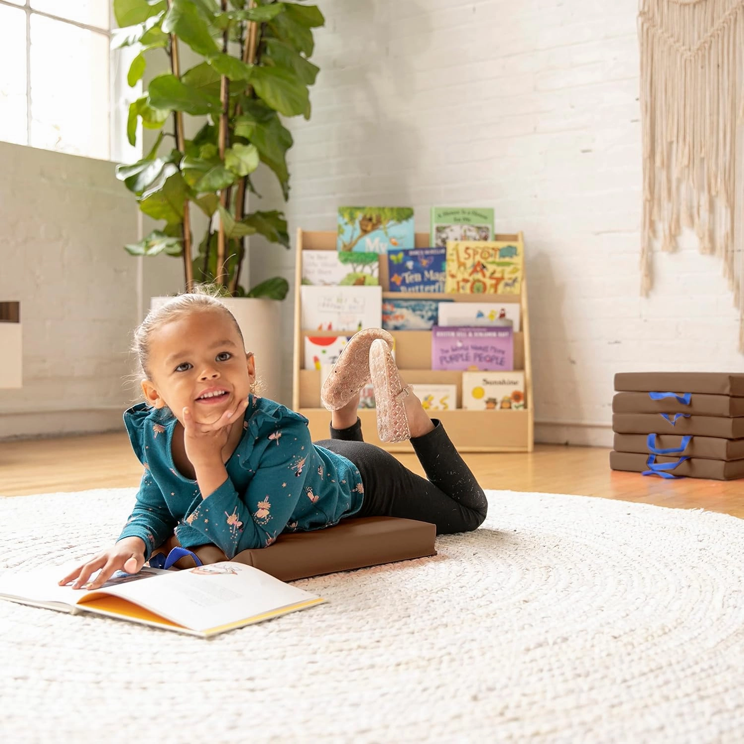 ECR4Kids SoftZone Floor Cushions, Square, Flexible Seating, Chocolate, 6-Piece