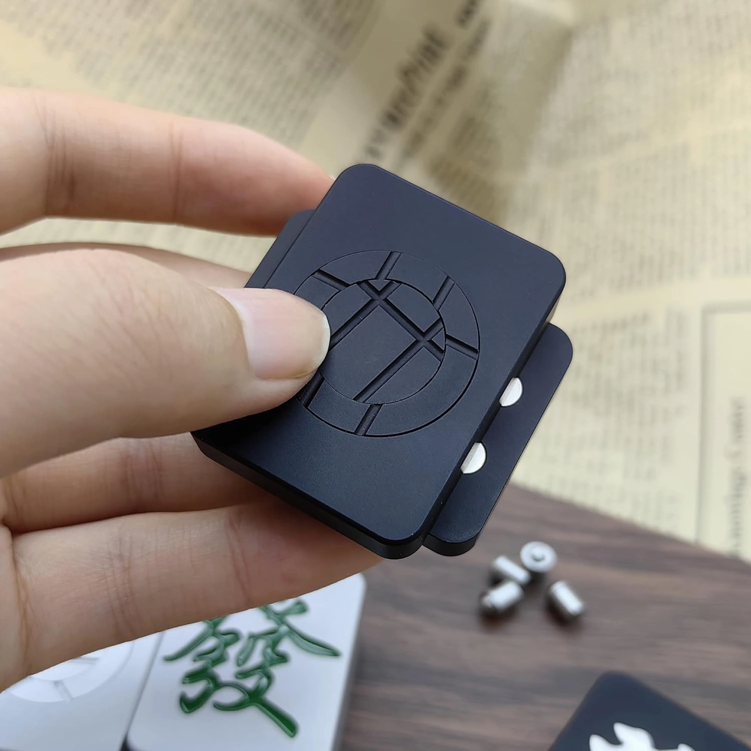 EDC Fidget Toys Stress Relief for Adults Magnetic Metal Blocks Click Creative Fidget Slider Fingertip Toys ADHD Autism Sensory Toys (Black-B)