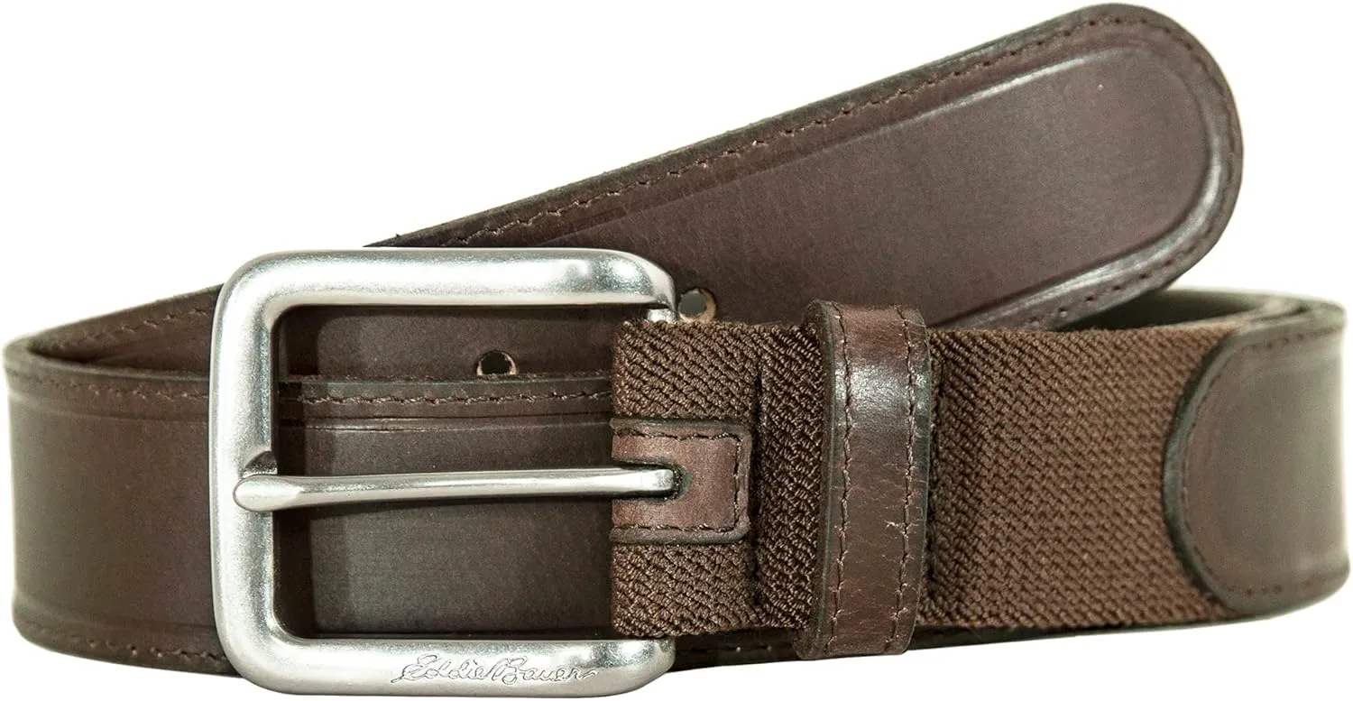 Eddie Bauer Men's Leather Belt | Casual | Everyday | Jeans | Trousers | Chinos | Metal Buckle