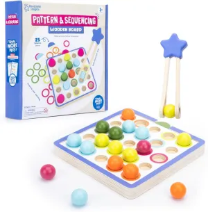 Educational Insights Pattern & Sequencing Wooden Board - Montessori Color Recognition Manipulatives for Kids, Toddler Fine Motor Play, Sequence Board Game & Patterning Activity Cards for Ages 3 