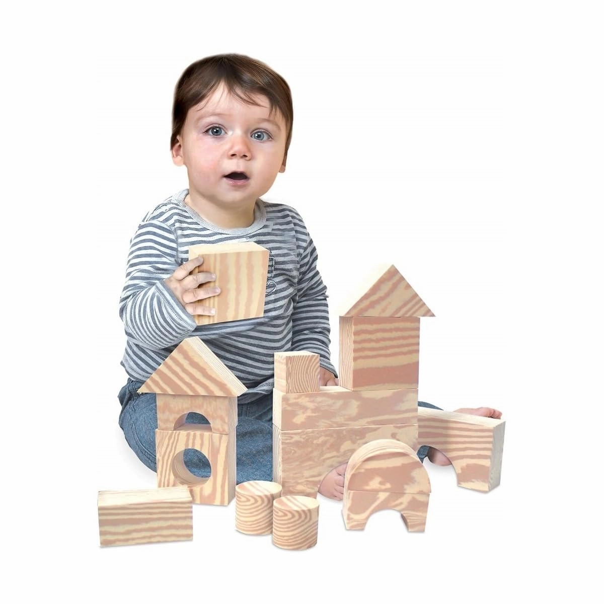 Edushape Wood-Like Soft Blocks, 30 Pieces - Nurture Imagination and Spark Creativity Toys Ideal Birthday Present - for Kids Aged 3 
