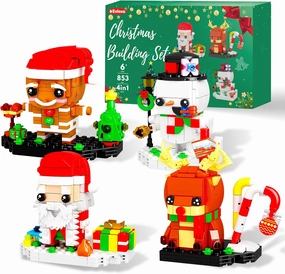 Eelexa Christmas Building Toys Set Includes Santa Claus, Snowman, Reindeer, Gingerbread, Christmas Building Blocks for Kids, Boys and Girls, Ages 6  (853 Pcs)