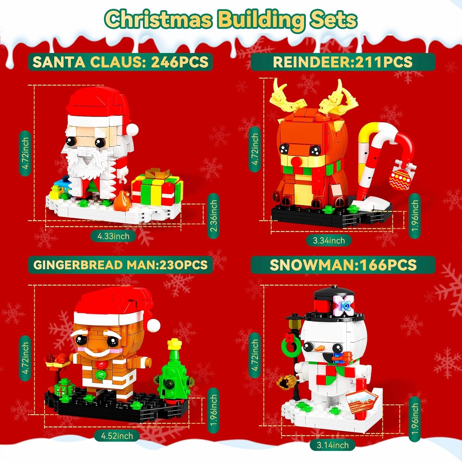 Eelexa Christmas Building Toys Set Includes Santa Claus, Snowman, Reindeer, Gingerbread, Christmas Building Blocks for Kids, Boys and Girls, Ages 6  (853 Pcs)