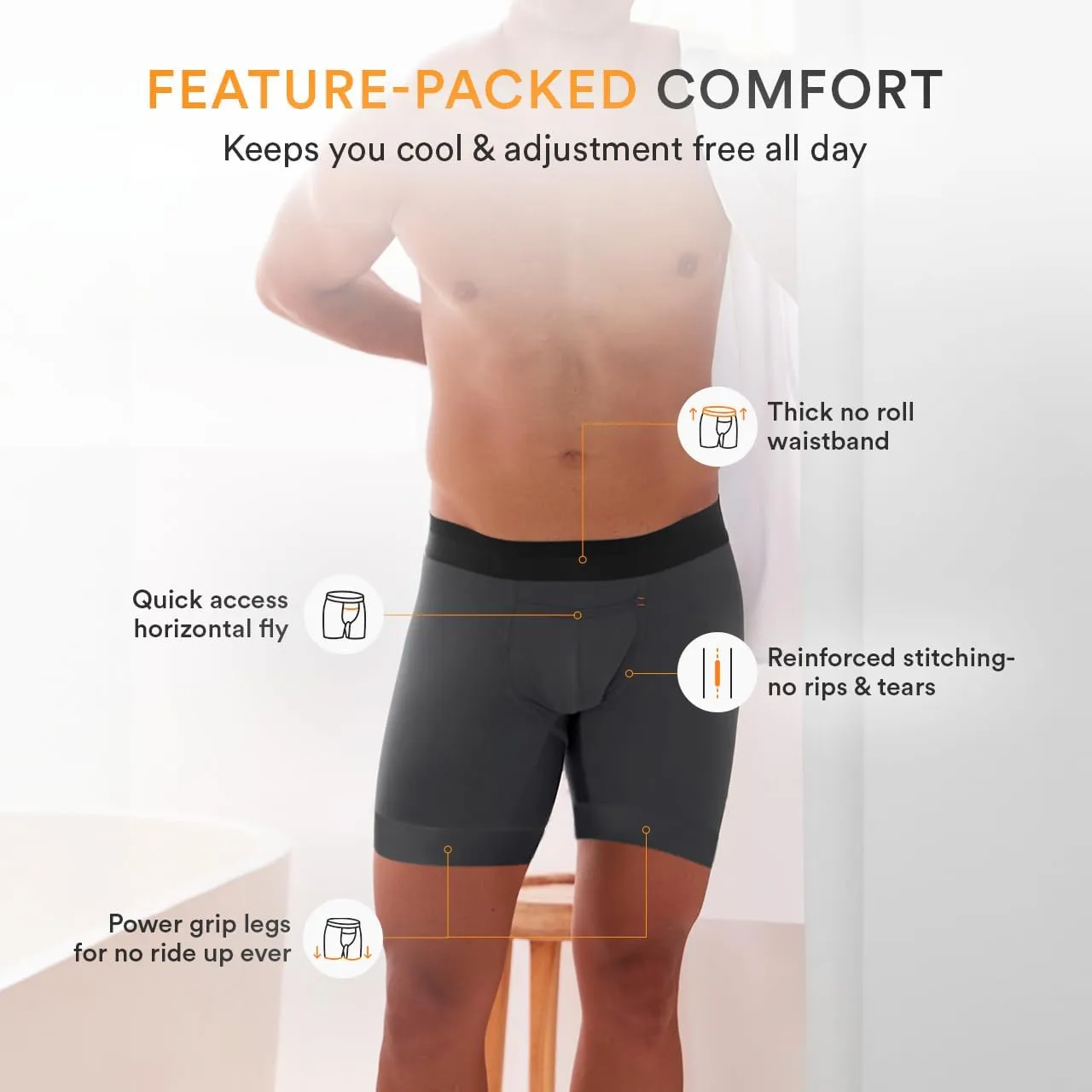 Elite Ball Pouch Underwear for Men w/Fly, Patented Ball Pouch Design, Performance Fabric, No Ride Up Legs