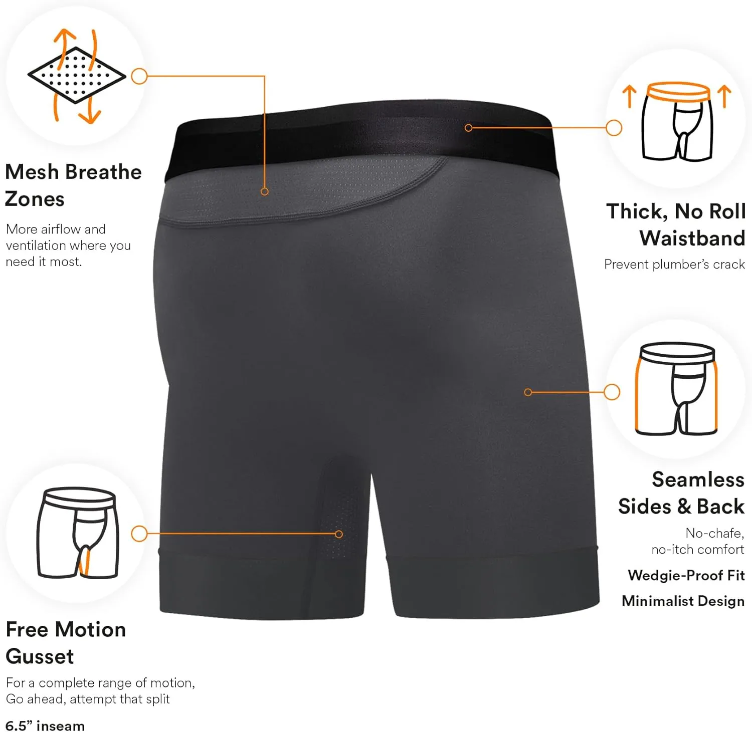 Elite Ball Pouch Underwear for Men w/Fly, Patented Ball Pouch Design, Performance Fabric, No Ride Up Legs