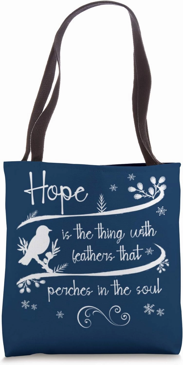 Emily Dickinson Hope is The Thing With Feathers Bird Poetry Tote Bag