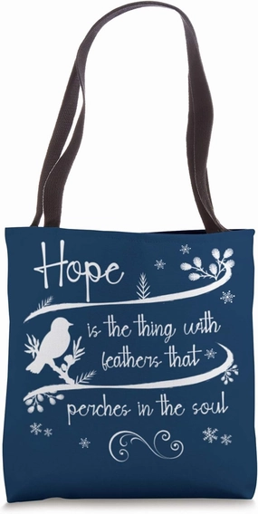 Emily Dickinson Hope is The Thing With Feathers Bird Poetry Tote Bag