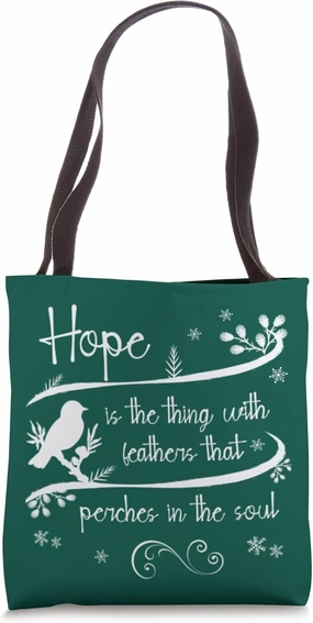 Emily Dickinson Hope is The Thing With Feathers Bird Poetry Tote Bag