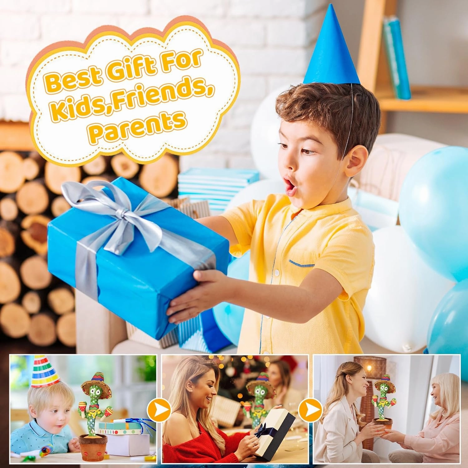 Emoin Talking Cactus Toys Wiggle Dancing Repeat What You Say Singing Mimicking Plush Toy with Light Up Electric Shake for Baby Boys and Girls Green