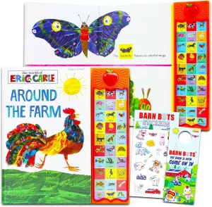 Eric Carle Sound Books Set for Kids Toddlers - Around the Farm World Board Book Bundle with Stickers
