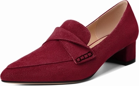 Esvowido Women's Block Heels Loafer Pumps Closed Pointed Toe Slip on Comfortable Chunky Low Heel Dress Shoes for Daily Life Work Office 1.5 Inch