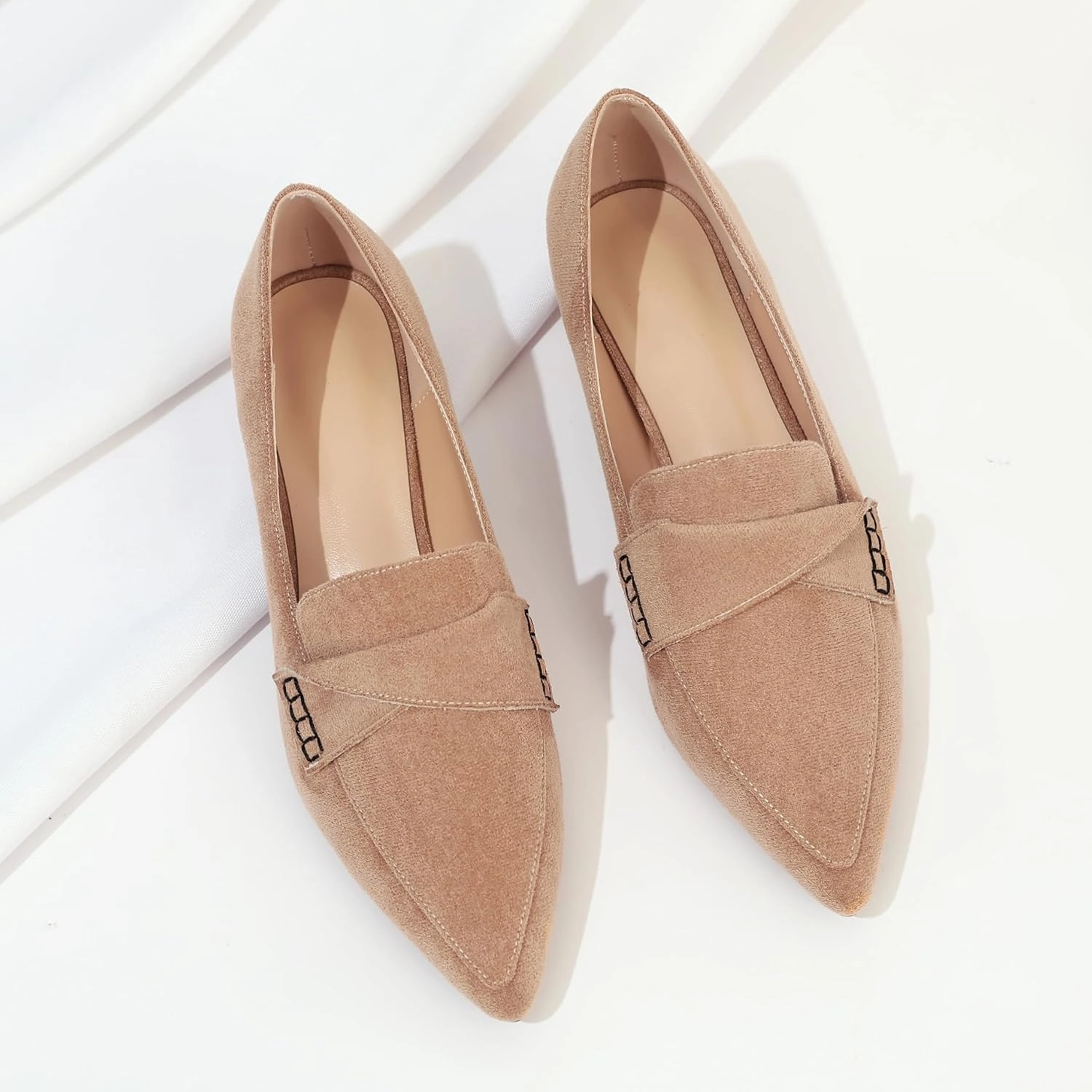 Esvowido Women's Block Heels Loafer Pumps Closed Pointed Toe Slip on Comfortable Chunky Low Heel Dress Shoes for Daily Life Work Office 1.5 Inch