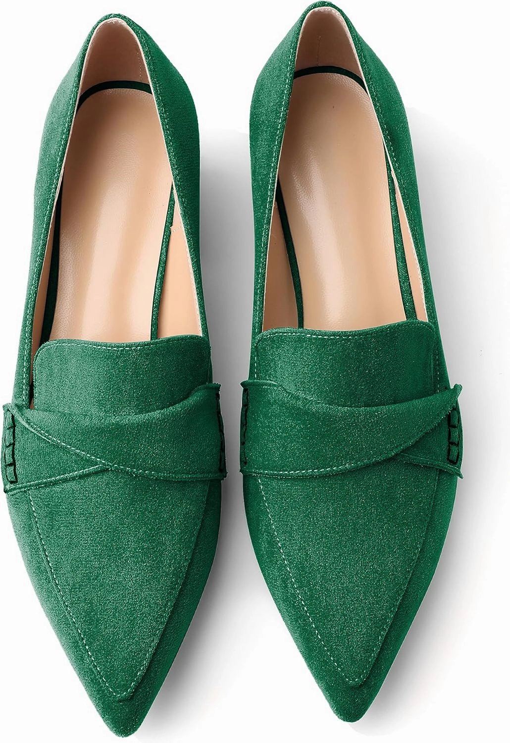 Esvowido Women's Loafer Pumps Mid Block Heels Closed Pointed Toe Slip on Comfortable Chunky Heel Pumps Dress Shoes for Daily Life Work Office 2 Inch
