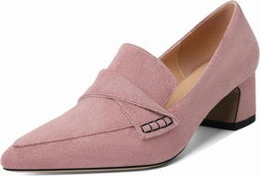 Esvowido Women's Loafer Pumps Mid Block Heels Closed Pointed Toe Slip on Comfortable Chunky Heel Pumps Dress Shoes for Daily Life Work Office 2 Inch