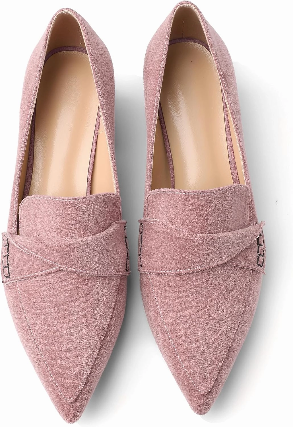 Esvowido Women's Loafer Pumps Mid Block Heels Closed Pointed Toe Slip on Comfortable Chunky Heel Pumps Dress Shoes for Daily Life Work Office 2 Inch
