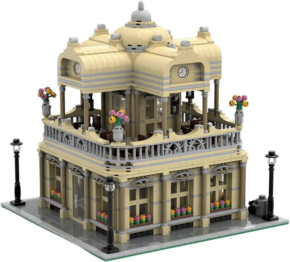 European Style Restaurant Building Blocks Set, 2335PCS Architecture House Street View Model Display Kit for Adults, Collectible Gift Compatible with Major Brands, MOC-115345