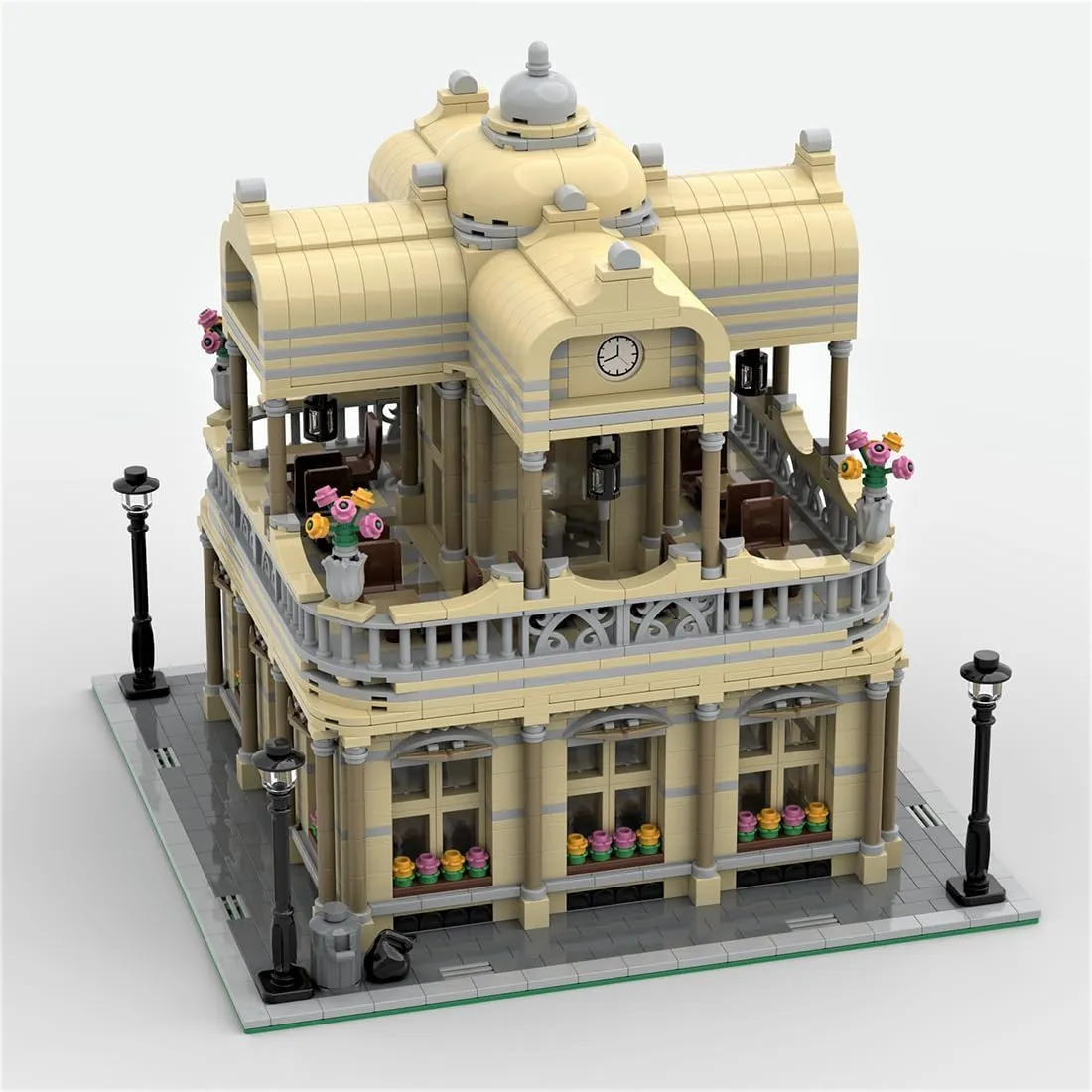 European Style Restaurant Building Blocks Set, 2335PCS Architecture House Street View Model Display Kit for Adults, Collectible Gift Compatible with Major Brands, MOC-115345