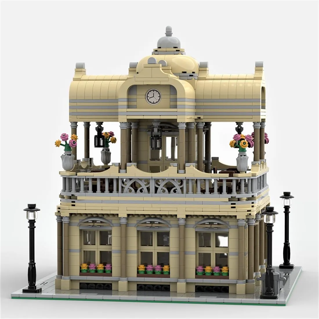 European Style Restaurant Building Blocks Set, 2335PCS Architecture House Street View Model Display Kit for Adults, Collectible Gift Compatible with Major Brands, MOC-115345