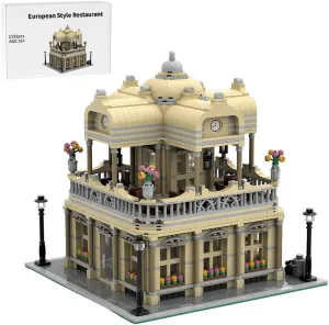 European Style Restaurant Building Blocks Set, 2335PCS Architecture House Street View Model Display Kit for Adults, Collectible Gift Compatible with Major Brands, MOC-115345