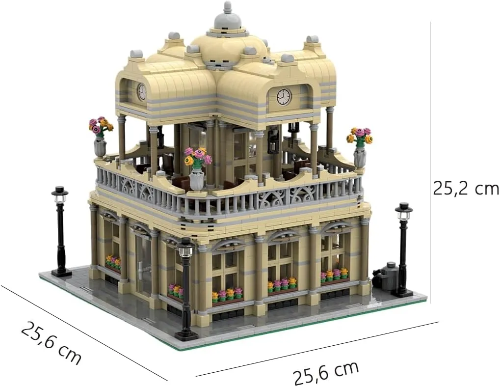 European Style Restaurant Building Blocks Set, 2335PCS Architecture House Street View Model Display Kit for Adults, Collectible Gift Compatible with Major Brands, MOC-115345