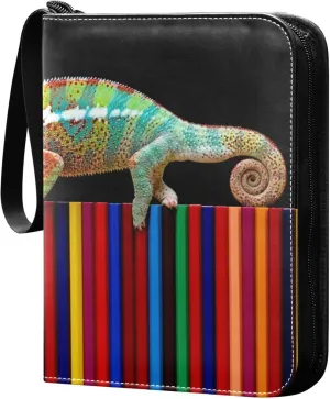 Exnundod 4 Pocket Trading Card Binder Chameleon Pencils Colorful PU Leather Card Collection Binder Sports Card Binder 400 Cards Organizer Binder Collectible Trading Card Albums