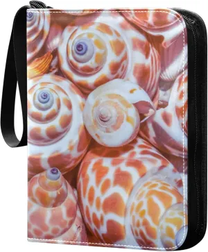 Exnundod 4 Pocket Trading Card Binder Summer Colorful Seashells PU Leather Card Collection Binder Sports Card Binder 400 Cards Organizer Trading Card Albums for Cards