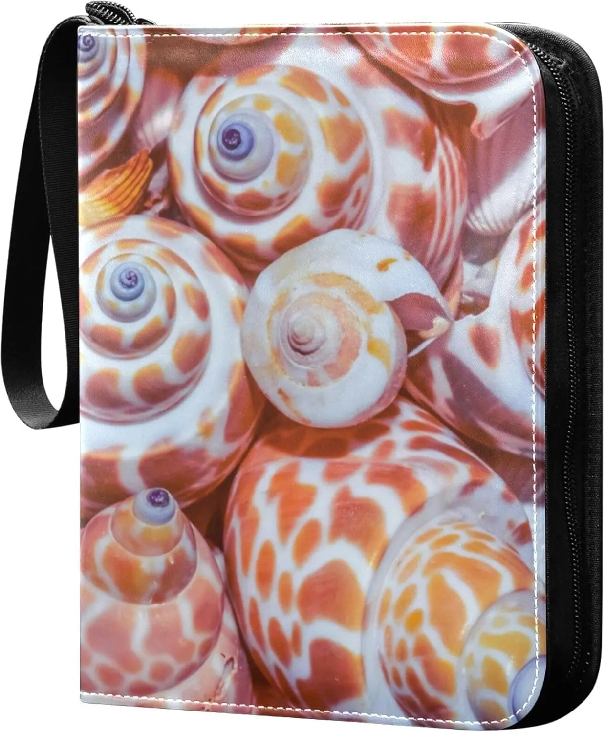 Exnundod 4 Pocket Trading Card Binder Summer Colorful Seashells PU Leather Card Collection Binder Sports Card Binder 400 Cards Organizer Trading Card Albums for Cards